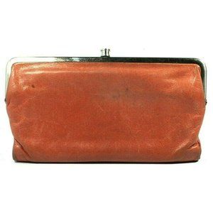 Hobo Womens Lauren Metallic Orange Leather Waller
